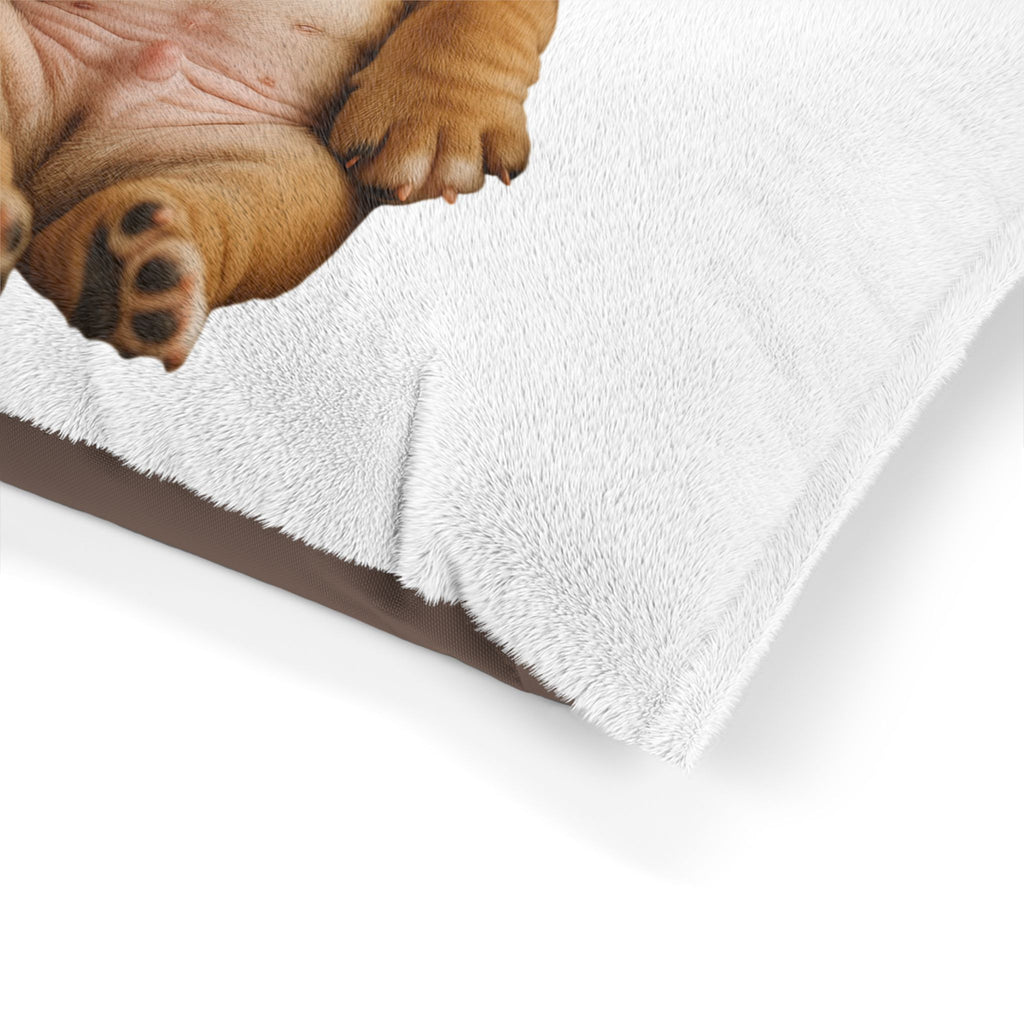 Bulldog Puppy Plush Pet Bed — Soft Sleeping Pup Print Dog Bed