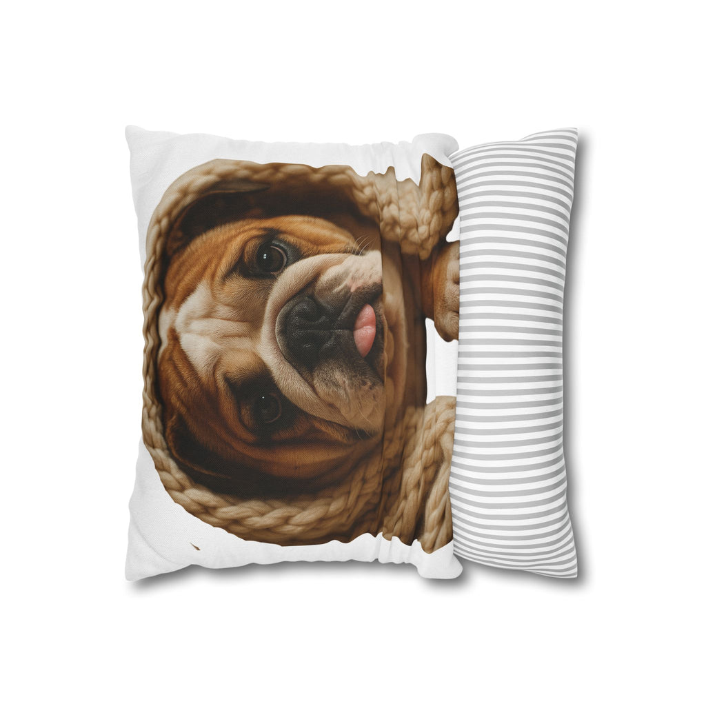 Bulldog Puppy Decorative Pillowcase — Cute Sleeping English Bulldog Throw Pillow Cover