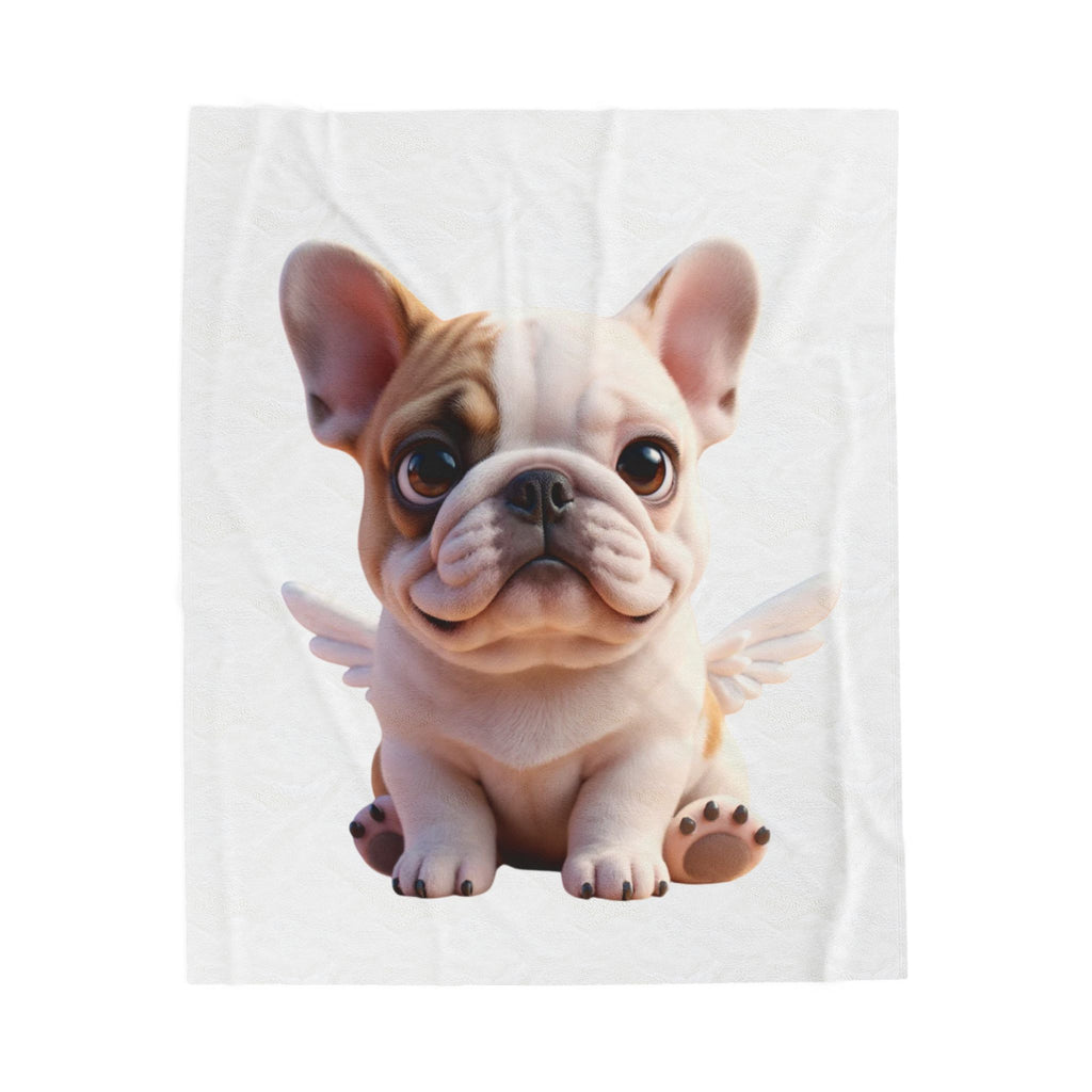 French Bulldog Angel Velveteen Plush Blanket — Cute Puppy Throw for Dog Lovers, Gifts & Baby Nursery
