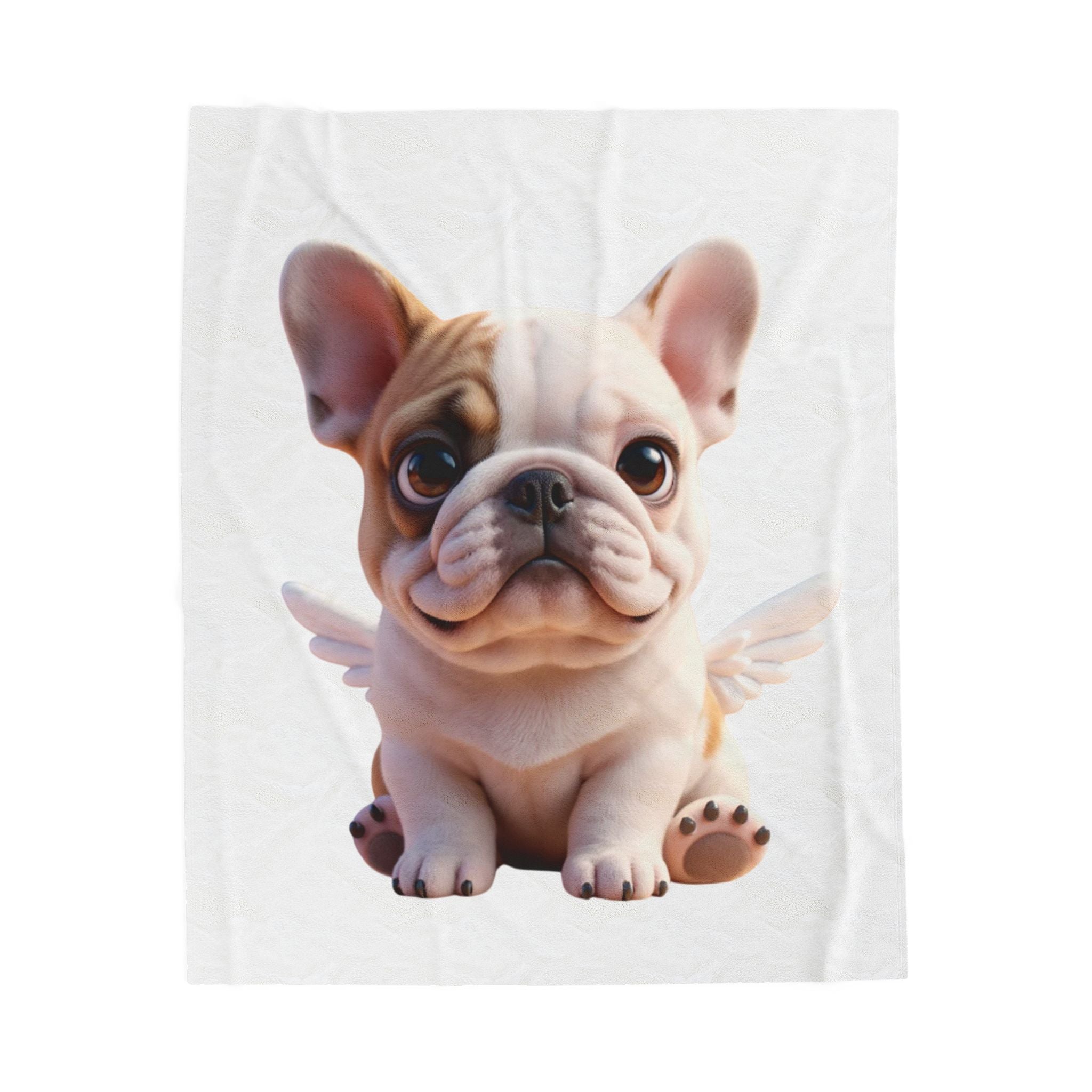 French Bulldog Angel Velveteen Plush Blanket — Cute Puppy Throw for Dog Lovers, Gifts & Baby Nursery
