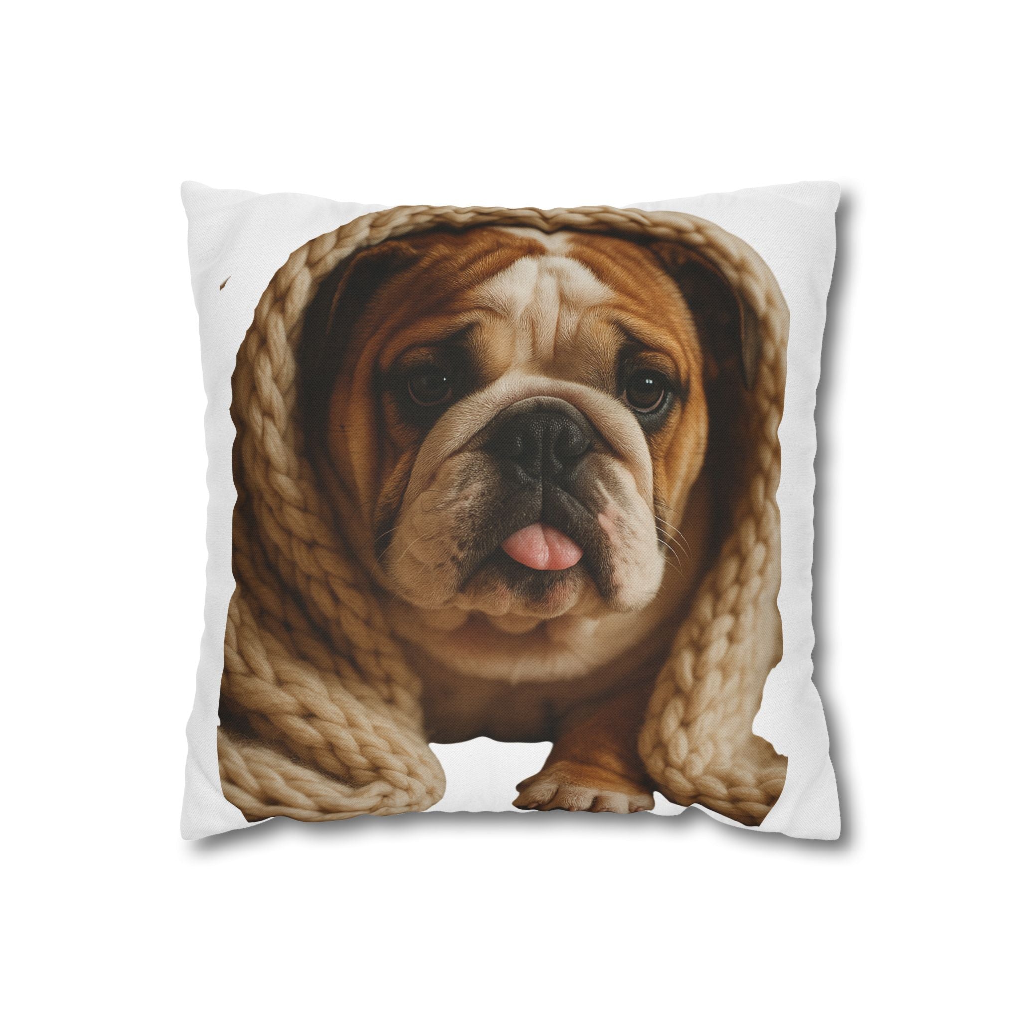 Bulldog Puppy Decorative Pillowcase — Cute Sleeping English Bulldog Throw Pillow Cover