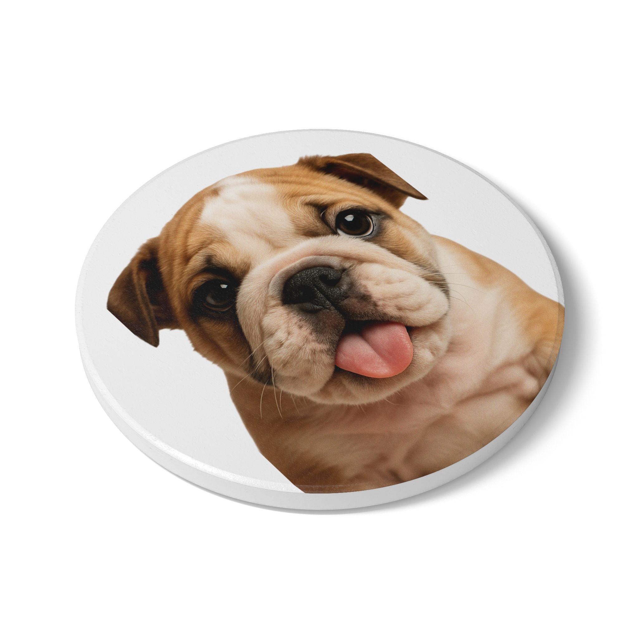 Bulldog Puppy Ceramic Coaster — Cute Dog Drink Coaster for Pet Lovers
