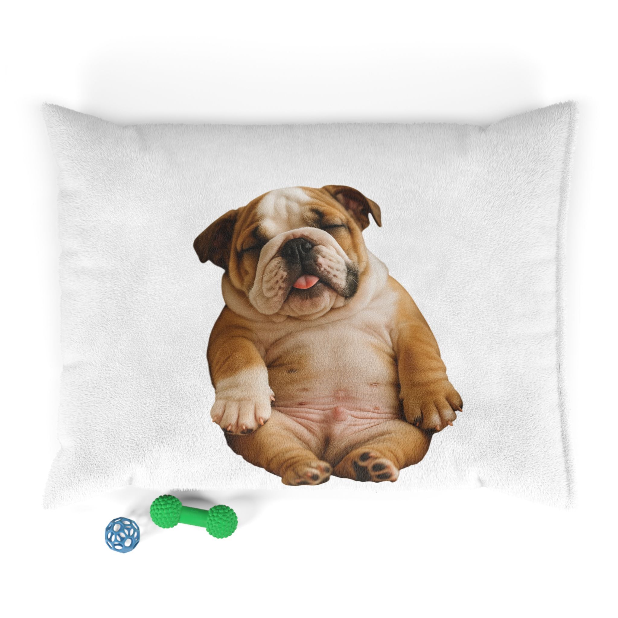 Bulldog Puppy Plush Pet Bed — Soft Sleeping Pup Print Dog Bed